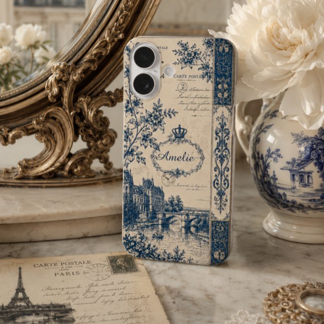 French Toile Monogram  Case-Mate iPhone Case (Creator Uploaded)