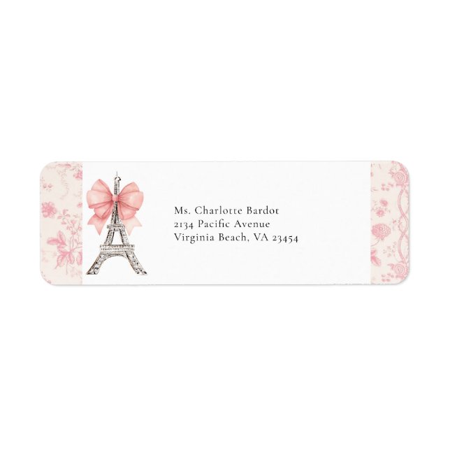 French Toile Paris Return Address Label  (Front)