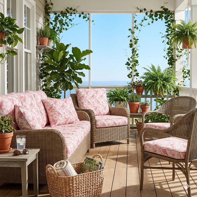 French Toile Rococo Garden Birds Wildlife Pattern  Fabric (French Toile Rococo Garden Birds Wildlife Pattern Fabric)