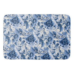 French toile & toile de Jouy. Blue. Bath mat