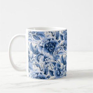 French toile & toile de Jouy. Blue. Mug