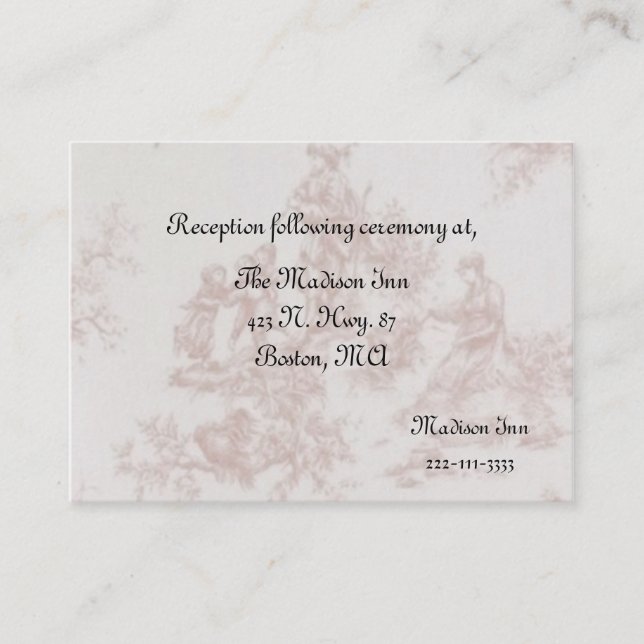 French Toile Wedding enclosure cards (Front)