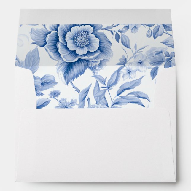 French Toile White Envelope with Return Address (Back (Bottom))