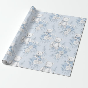 French toilet paper with floral pattern and bear