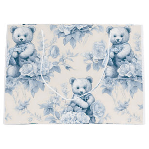 French toilet paper with floral pattern and bear large gift bag