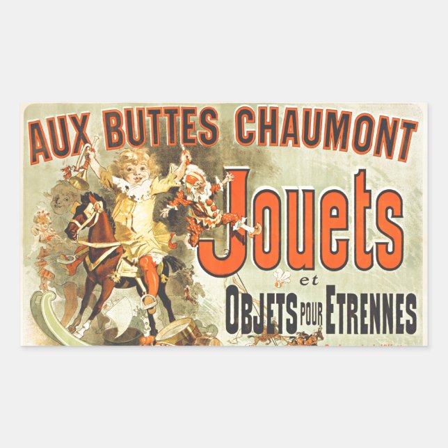 French Toy Joets Friends Vintage Poster   Rectangular Sticker (Front)