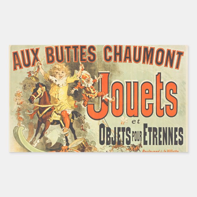 French Toy Joets Friends Vintage Poster   Rectangular Sticker (Front)