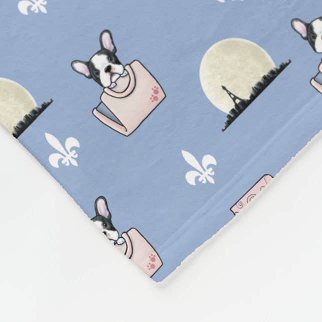 French Travel Frenchies KiniArt Fleece Blanket (Corner)