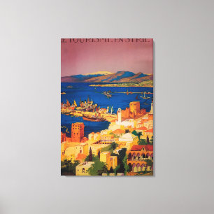 French Travel Poster, Touring in Syria Canvas Print
