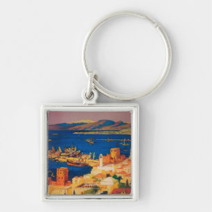 French Travel Poster, Touring in Syria Key Ring