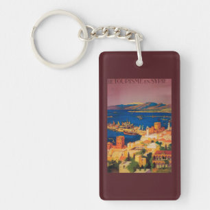 French Travel Poster, Touring in Syria Key Ring