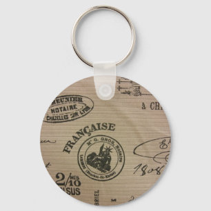 French Travel Stamps Key Ring