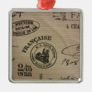 French Travel Stamps Metal Tree Decoration