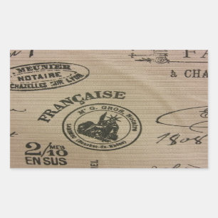 French Travel Stamps Rectangular Sticker