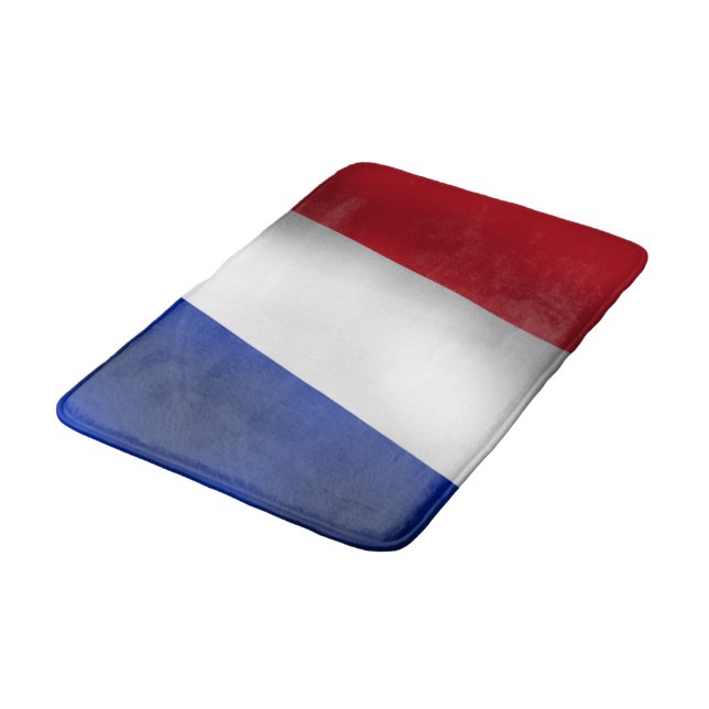 FRENCH TRICOLOR FLAG BLUE WHITE RED RING BATH MAT (Angled)