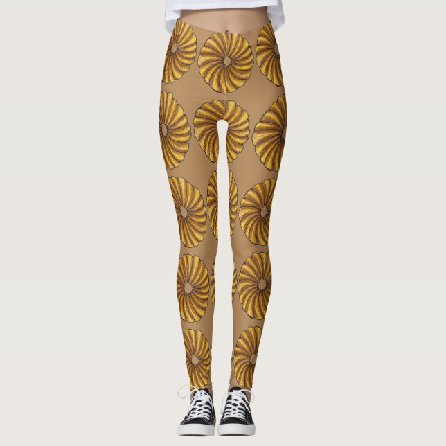 French Twist Glazed Breakfast Doughnut Doughnut Fo Leggings (Front)