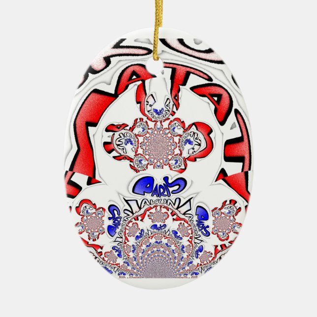 French Twist Hakuna Matata: Unique Cultural Blend  Ceramic Tree Decoration (Front)