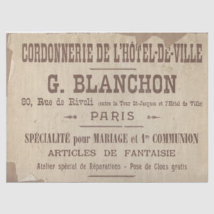 French Typography Torn Edge Decoupage Paris Shoes  Tissue Paper