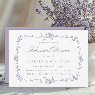 French Victorian Lavender Floral Rehearsal Dinner Invitation