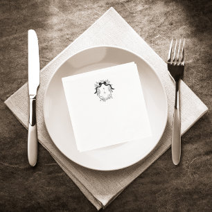 French Victorian Monogram Wedding Engagement Party Napkin