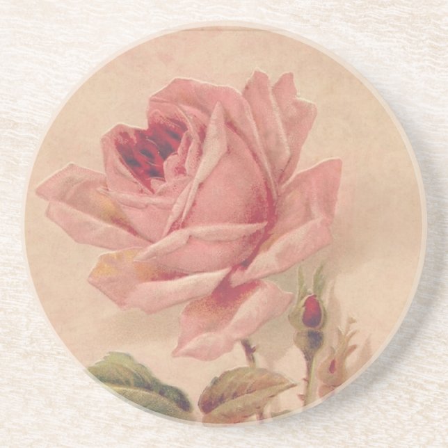 French Victorian Pink Rose Coaster (Front)