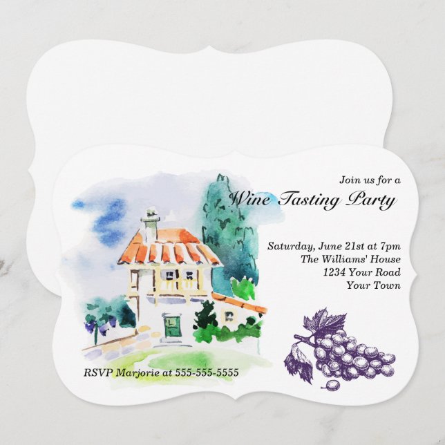 French Villa Wine Tasting Party Invitation (Front/Back)