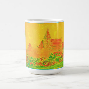 french village coffee mug
