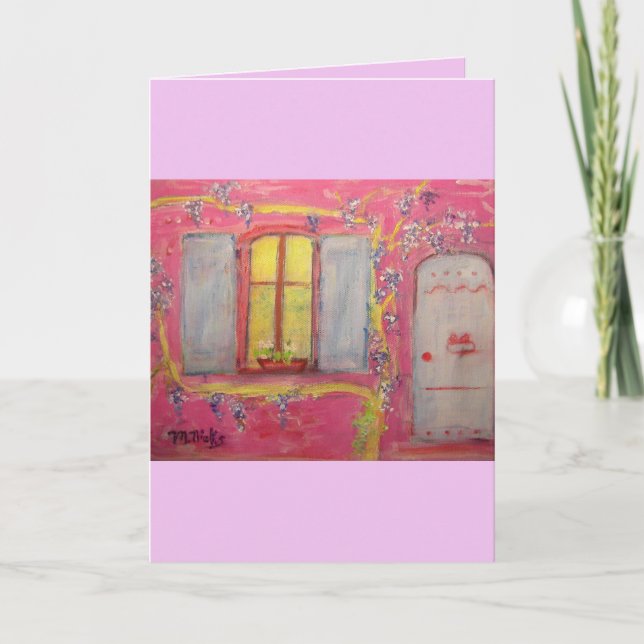 french village cottage greetings card (Front)