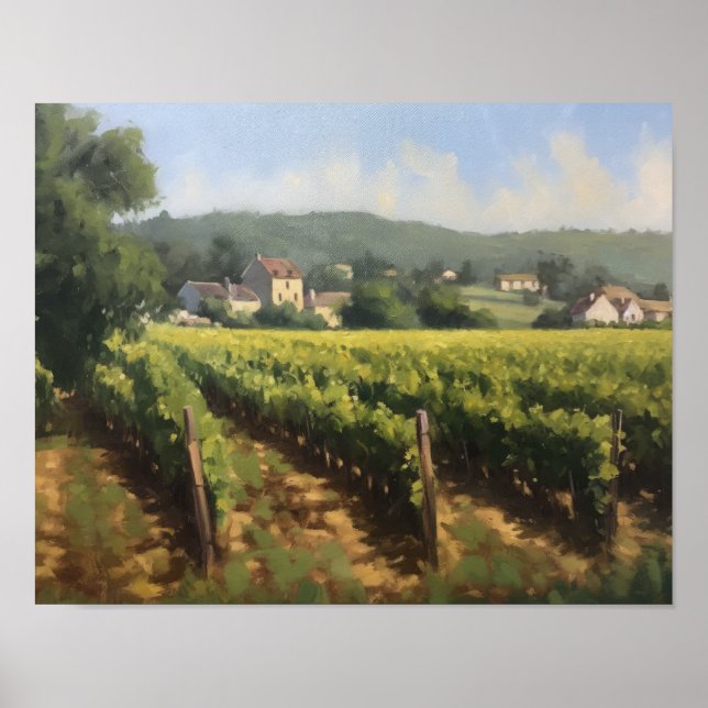 French Vineyard Landscape Art Print Poster (Front)