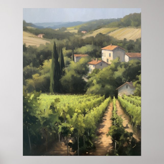 French Vineyard Landscape Art Print Poster (Front)