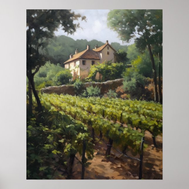 French Vineyard Landscape Art Print Poster (Front)