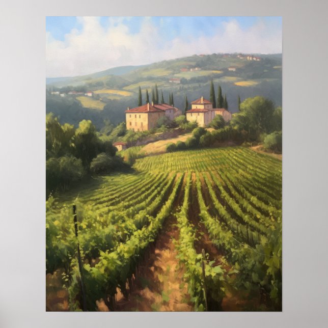French Vineyard Landscape Art Print Poster (Front)