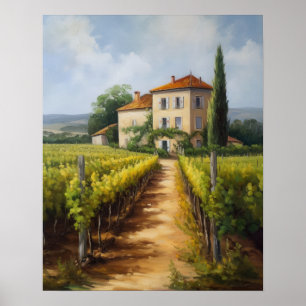 French Vineyard Landscape Art Print Poster