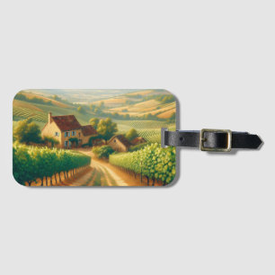 French Vineyard Oil Painting Decoupage Luggage Tag