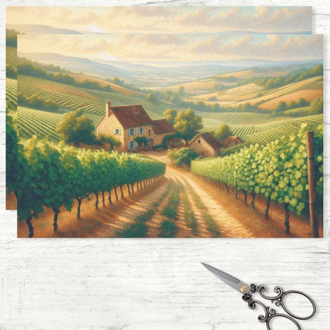French Vineyard Oil Painting Decoupage Tissue Paper (Creator Uploaded)