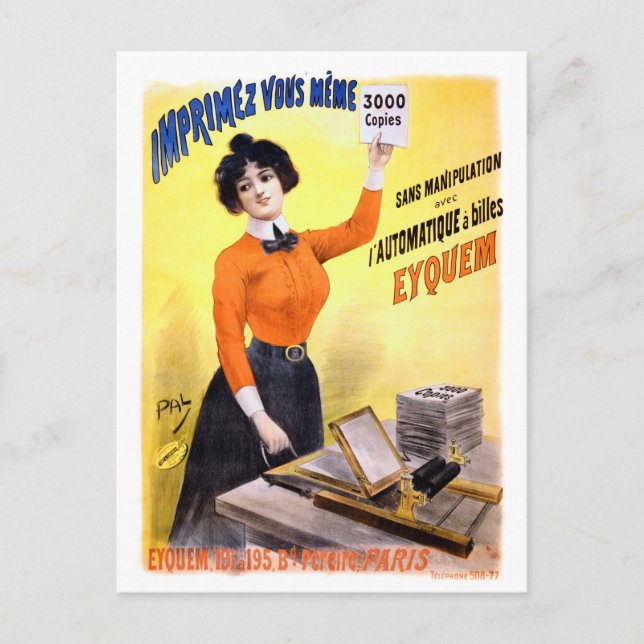 French Vintage Advertising Poster Restored Postcard (Front)