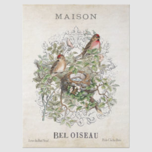 French Vintage Bird Nest Maison Frame Decoupage Tissue Paper