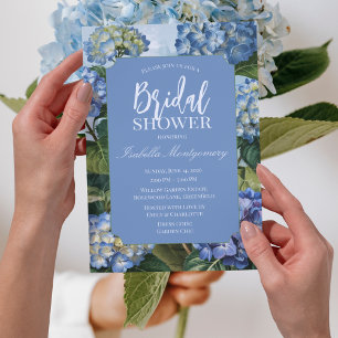 French Vintage Blue Hydrangea Bridal Shower Invitation