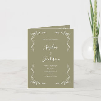 French Vintage Budget Photo Sage Wedding Invitation