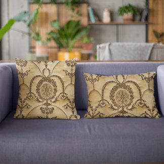 French Vintage Classic Damask Floral Parchment Cushion