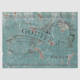French vintage decoupage sign tissue paper
