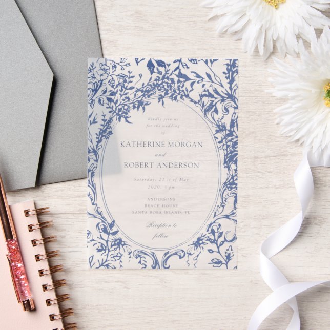 French Vintage Elegant Floral Wedding Invitation (Wedding)