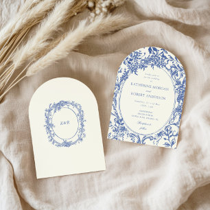 French Vintage Elegant Floral Wedding Invitation