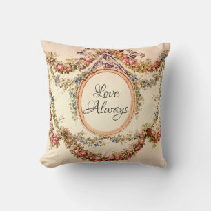 French Vintage Floral Roses Watercolor Love Always Cushion