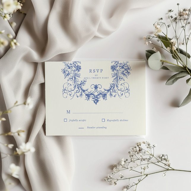 French Vintage Floral RSVP Response Card (Creator Uploaded)