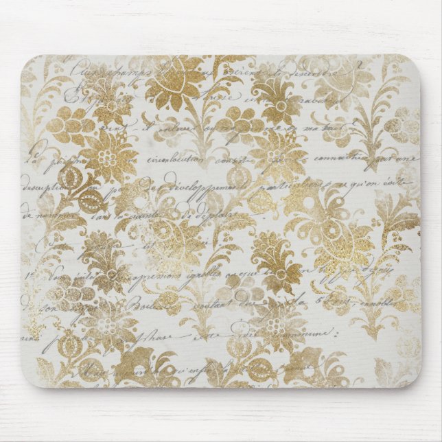 French Vintage Gold Floral Mouse Mat (Front)