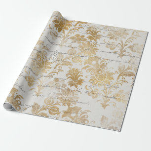 French Vintage Gold Floral Wrapping Paper
