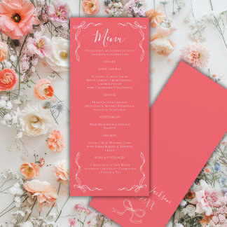 French Vintage Hand Drawn Fresh Strawberry Wedding Menu