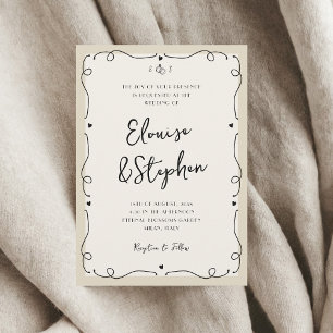 French Vintage Hand Drawn Whimsical Frame Wedding Invitation