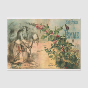 French Vintage Horse, Woman, Floral Decoupage Tissue Paper